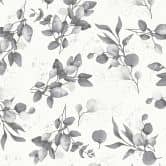 Bloemen aquarel behang wit grijs - Vliesbehang met bladeren - licht patroon behang modern 