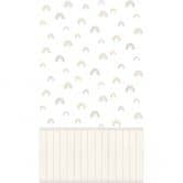 Wall Mural rainbow pastel with wooden panel beige - non-woven wallpaper nursery expandable 