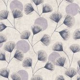 Papier peint intissé imitation béton - dessin de feuilles discret en gris & ton naturel 