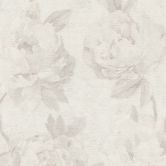 Papier peint floral pivoines gris blanc - papier peint intissé avec fleurs aquarelles mat 