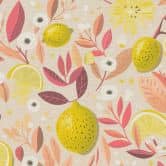 Papier peint citron rose jaune orange - Papier peint intissé moderne - fruits & feuilles 