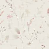 Papier peint fleurs des champs rose beige blanc - papier peint intissé avec motif floral aquarelle 