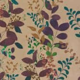 Papier peint intissé avec motifs de feuilles colorées sur fond beige 