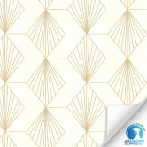 Papier peint art déco blanc or - papier peint intissé géométrique - tapisserie sans colle 