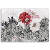 Leinwandbild, Rote Mohnblumen im Garten 