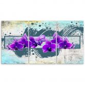 Leinwandbild 3-teilig, Orchidee Blumen Lila 