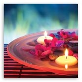 Canvasbillede, Flydende blomster og zen-sten 