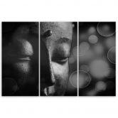 3-delige canvas print Boeddhabeeld zwart en wit 