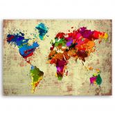 Leinwandbild, Bunte Weltkarte Vintage 
