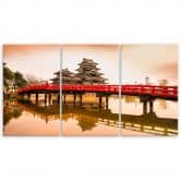 Leinwandbild 3-teilig, Japan Brücke Bäume Natur 