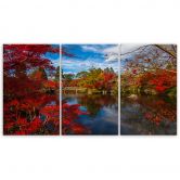 Leinwandbild 3-teilig, Japanische Gartenlandschaft 