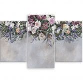Leinwandbild 3 teilig, Blumen überwachsen 