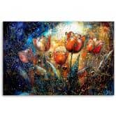 Leinwandbild, Abstrakte Blumen Bunt 