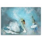 Leinwandbild, Schwan und Ballerina 