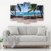 Leinwandbild 5 teilig, Tropischer Strand Palmen 