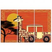 Leinwandbild 3-teilig, Giraffe Tiere Orange Kinder 