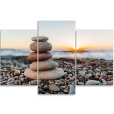 Leinwandbild 3-teilig, Stein Meer Strand Zen 