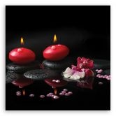 Leinwandbild, Rote Kerzen Zen Stones 