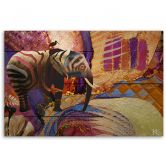 Leinwandbild, Goldener Elefant Abstrakt 