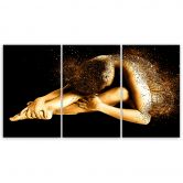 Leinwandbild 3-teilig, Weiblich Golden 