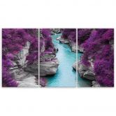 Leinwandbild 3-teilig, Lila Landschaft Stream 