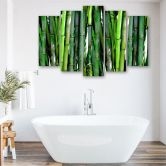 Leinwandbild 5 teilig, Bambus Wald Natur Grün 
