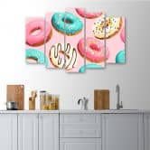 Leinwandbild 5 teilig, Donuts Kuchen 