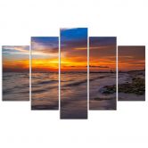 Leinwandbild 5 teilig, Meer bei Sonnenuntergang 