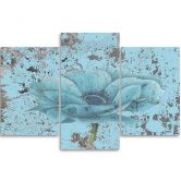Leinwandbild 3-teilig, Vintage Blume Blau 