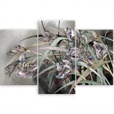 Leinwandbild 3 teilig, Iris Blumen im Wind 