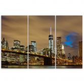 Leinwandbild 3-teilig, New York Skyline USA Manhattan Braun 