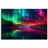 Leinwandbild, Aurora borealis vor einem Berghintergrund 