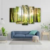 Leinwandbild 5 teilig, Wald Bäume Natur 