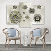 Leinwandbild 3 teilig, Florale geometrische Formen 