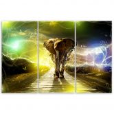 Leinwandbild 3-teilig, Elefant Tier Sturm Straße 