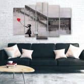 Leinwandbild 5 teilig, Banksy Ballon-Mädchen 