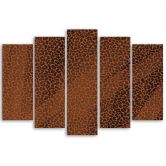 Leinwandbild 5 teilig, Leopard Leopard Pelfpatches Muster 