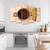 Wandbild 5-teilig, Kaffeebohne Holz 