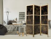 Japanischer Paravent, Raumteiler freistehend, Trennwand - Floral Ornaments: Sepia and Brown 