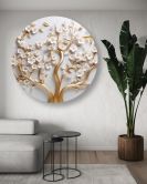 Rundes Leinwandbild Goldene Magnolie Blume Glamour 3D 