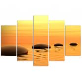 Leinwandbild 5 teilig, Zen Spa Steine Wasser Gelb 