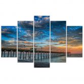 Leinwandbild 5 teilig, Sonnenuntergang Pier 