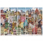 Leinwandbild 5 teilig, Fröhliche Stadt 