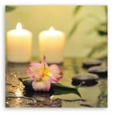 Leinwandbild, Kerzen und Orchidee 