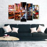 Leinwandbild 5 teilig, Times Square New York Stadt Nacgt 