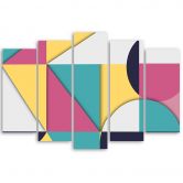 Leinwandbild 5 teilig, Geometrische Abstraktionsformen 