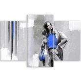 3-delige canvas print, Een vrouw in een jas 