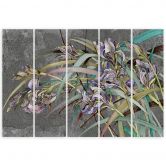 Leinwandbild 5 teilig, Iris Blumen im Wind 