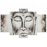 Leinwandbild 5 teilig, Buddha Grey Zen Spa 