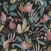 COSMOPOLITAN Blüten Tapeten Design Schwarz Rosa - Botanische Vliestapete modern 